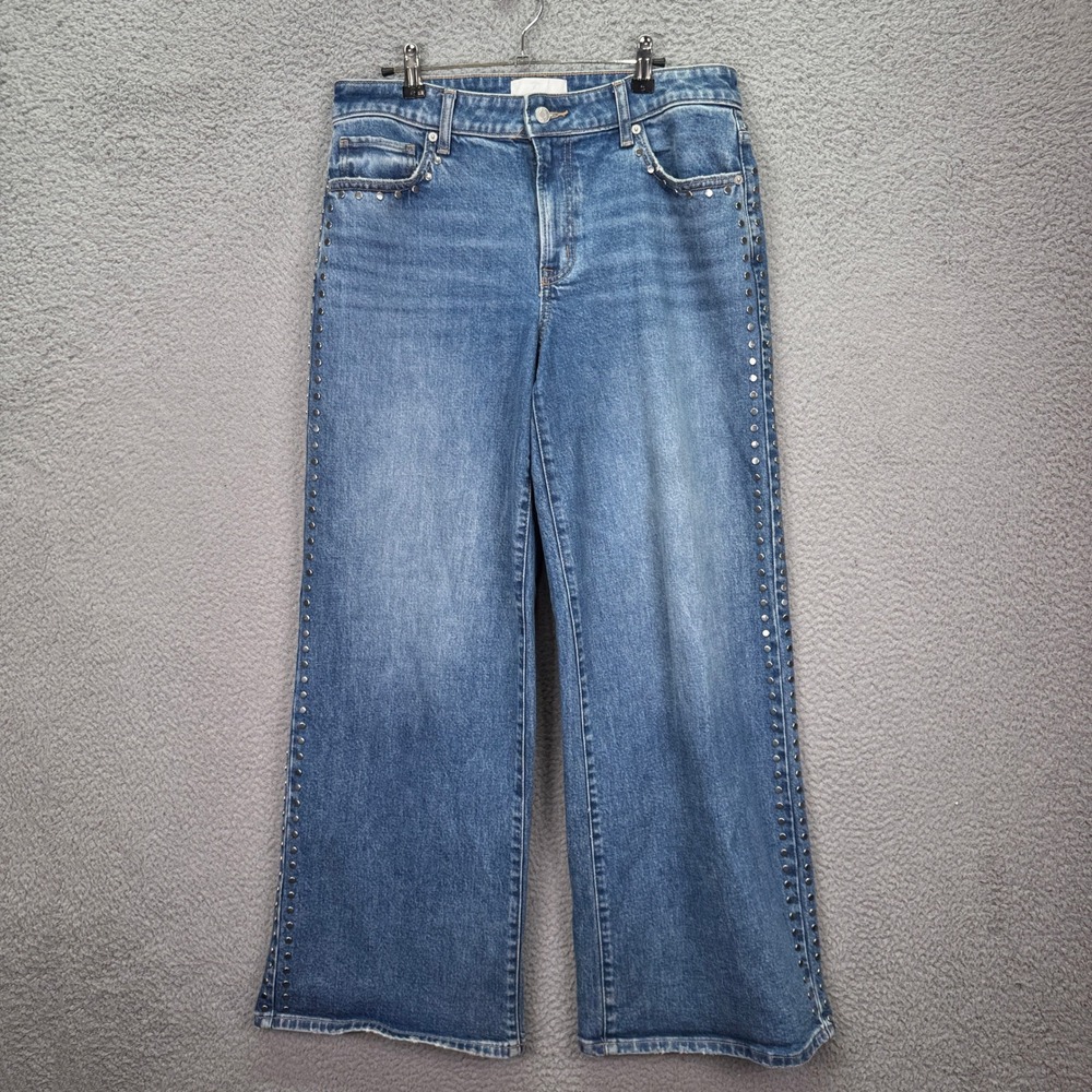 Victoria's Secret Jeans Womens 10 Blue Studded Wide Leg Denim Pants Y2K Skater